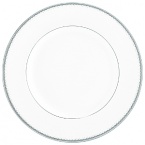 Encircled by scallops and cascading platinum dots, Dentelle brings to mind the exquisitely finished hems of Moniques couture bridal gowns. An accent plate with a full border in soft pearlescent gray casts a subtle shimmer. The refined border design, together with its modern color palette and finish, make this pattern as versatile as it is beautiful.