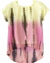 Beautees Girls 7-16 Tie Dye Top, Lemonade, Large