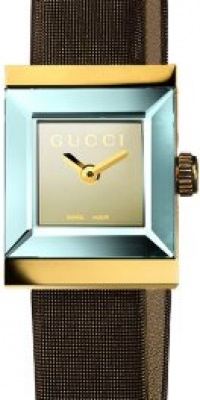 Gucci Women's YA128506 G-Frame Square Brown Satin Strap 18k Case Watch Gucci Women's YA128506 G-Frame Square Brown Satin Strap 18k Case Watch