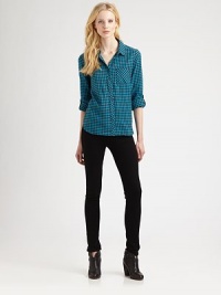 Dainty print adds rustic charm to this cotton shirt with roll-tab sleeves and a single front patch pocket. Point collarSingle front patch pocketRoll-tab sleevesButton frontShirttail hem hits below the hipsCottonMachine washImportedModel shown is 5'10 (177cm) wearing US size Small. Dainty print adds rustic charm to this cotton shirt with roll-tab sleeves and a single front patch pocket. Point collarSingle front patch pocketRoll-tab sleevesButton frontShirttail hem hits below the hipsCottonMachine washImportedModel shown is 5'10 (177cm) wearing US size Small.