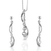 Sterling Silver Journey Set(Pendant and Earrings) w/ Created White Sapphire and 18 Box Chain