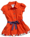 GUESS Kids Girls Baby Girls Flower Dress (12-24M), ORANGE (12M)