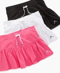 Swing by. She'll love twirling around in comfort with this cute skirt with attached shorts underneath. Swing by. She'll love twirling around in comfort with this cute skirt with attached shorts underneath.