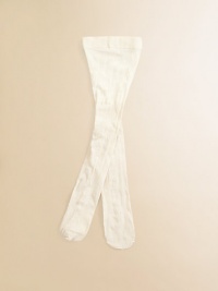 Pretty opaque tights with floral embroidery have the look of lace with full coverage.Smooth from waist to hip96% nylon/4% spandexMachine washMade in USA Pretty opaque tights with floral embroidery have the look of lace with full coverage.Smooth from waist to hip96% nylon/4% spandexMachine washMade in USA