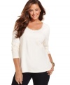 And shine to your casual style with Charter Club's long sleeve plus size top, featuring an embellished neckline-- it's an Everyday Value!
