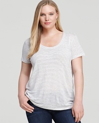 Styled on its own or slipped under a cardigan, this Eileen Fisher Plus tee is a must-have staple for the season. Highlight the understated stripes against white denim for crisp summer style. Styled on its own or slipped under a cardigan, this Eileen Fisher Plus tee is a must-have staple for the season. Highlight the understated stripes against white denim for crisp summer style.