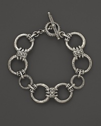Circular links in hammered sterling silver from Konstantino. Circular links in hammered sterling silver from Konstantino.
