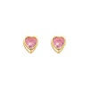 14K Yellow Gold 5mm Heart Bezel Set October CZ Birthstone Stud Earrings for Baby and Children (Pink Tourmaline, Light Pink)