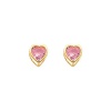 14K Yellow Gold 5mm Heart Bezel Set October CZ Birthstone Stud Earrings for Baby and Children (Pink Tourmaline, Light Pink)