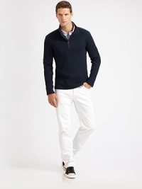 Lightweight pullover, accented by ¼ zip with smooth placket and shoulder epaulette detail, finished in waffle-textured cotton.Zip frontCottonMachine washImported Lightweight pullover, accented by ¼ zip with smooth placket and shoulder epaulette detail, finished in waffle-textured cotton.Zip frontCottonMachine washImported