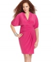 Delight from day to date night with Love Squared's short sleeve plus size dress, accentuated by a ruched waist.