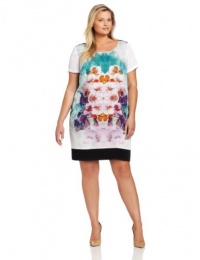 DKNYC Women's Plus-Size Short Sleeve Dress With Contrast Sleeves and Back DKNYC Women's Plus-Size Short Sleeve Dress With Contrast Sleeves and Back