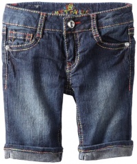 Almost Famous Girls 7-16 Denim With Multi Stitch Bermuda, Dark Night Wash/Rain, 12 Almost Famous Girls 7-16 Denim With Multi Stitch Bermuda, Dark Night Wash/Rain, 12