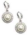 Be your own style icon in this stunning classic. Givenchy's traditionally-chic drop earrings feature shimmering simulated pearls surrounded by sparkling crystals. Set in silver tone mixed metal. Approximate drop: 1-5/16 inches.