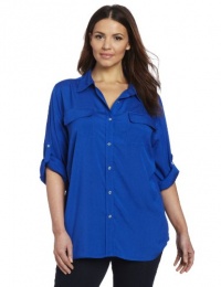 Calvin Klein Women's Plus-Size Ribbed Knit Combo Blouse Calvin Klein Women's Plus-Size Ribbed Knit Combo Blouse