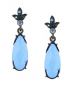 A bold blue hue makes a striking statement on 2028's pretty pear drop earrings. Crafted in hematite tone mixed metal with an array of acrylic stones. Approximate drop: 1-1/2 inches.