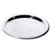 Round tray with graphic engraving in mirror polished steel.