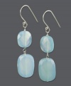 Ocean smooth style. Earrings feature double drops of sea blue chalcedony (33-1/4 ct. t.w.) set in sterling silver. Approximate drop: 2 inches.
