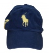 Polo Ralph Lauren Big Pony Hat Cap Navy with Yellow pony