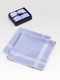 From the Savile Row maker of fine men's furnishings, classic handkerchiefs of fine cotton. Boxed set of two About 18½ square Cotton; machine wash Imported