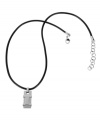Love for leather. Breil's Bond collection features this black leather cord necklace with a polished stainless steel pendant with engraved logo. Lobster clasp. Approximate length: 18 inches + 2-inch extender. Approximate drop: 1 inch.