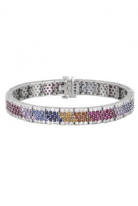 Effy Jewlery White Gold Multi Sapphire & Diamond Bracelet, 9.85 TCW Effy Jewlery White Gold Multi Sapphire & Diamond Bracelet, 9.85 TCW