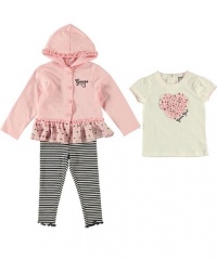 GUESS Kids Girls Heart Tee with Jacket & Leggings (12, LIGHT PINK (12M) GUESS Kids Girls Heart Tee with Jacket & Leggings (12, LIGHT PINK (12M)