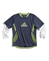 Designed to enhance your athlete's performance, this moisture-wicking tee has sleeve insets for a layered look without the bulk. Designed to enhance your athlete's performance, this moisture-wicking tee has sleeve insets for a layered look without the bulk.