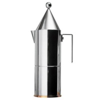 Alessi La Conica Espresso Maker by Aldo Rossi - 6 Cups with Free Set of Alessi Coffee Spoons