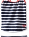 Roxy Kids Girls 7-16 Tankini Swimwear Set, Open Ocean Stripe, 10