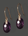 Diamonds accent checkerboard amethyst, set in 14K rose gold.