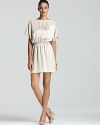Dainty and demure, this Ella Moss boat-neck dress of rich silk is the epitome of femininity.