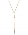 Fierceness reigns. At the center of this chain from RACHEL Rachel Roy lies a snake, grasping onto a pendant. Crafted from gold-tone mixed metal and accented with glass stones, this necklace brings an element of danger to your personal style.  Approximate length: 17-1/2 to 24 inches.