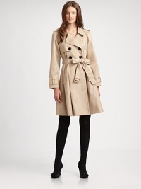 A cotton trenchcoat with feminine details and a waist-defining self-tie belt.Notched collarButton frontSelf-tie beltFully linedAbout 38 from shoulder to hemCottonDry cleanImported Model shown is 5'10 (177cm) wearing US size 4. A cotton trenchcoat with feminine details and a waist-defining self-tie belt.Notched collarButton frontSelf-tie beltFully linedAbout 38 from shoulder to hemCottonDry cleanImported Model shown is 5'10 (177cm) wearing US size 4.