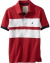 Nautica Sportswear Kids Boys 8-20 Short Sleeve Pieced Polo, Cherry, Medium