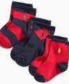 A rugby-inspired look makes this three pack of socks from Ralph Lauren fantastic feet additions.