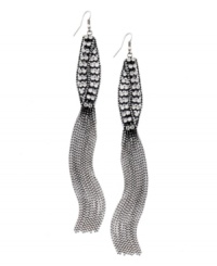 Add instant swish and swagger to your look. Bar III's shoulder-dusting drops feature long, dangling chains and sparkling crystal accents. Crafted in mixed metal. Approximate length: 3 inches. Add instant swish and swagger to your look. Bar III's shoulder-dusting drops feature long, dangling chains and sparkling crystal accents. Crafted in mixed metal. Approximate length: 3 inches.