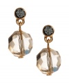 Revel in 1950s style glamour. These elegant drop earrings by Kenneth Cole New York feature smoky topaz-colored glass stones set in antique gold tone mixed metal. Approximate drop: 1/2 inch.