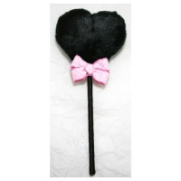 Zink Color Large Black Heart Shape Lollipop Dusting Powder Puff W/ Ribbon