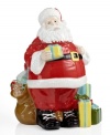 Fill his belly. This giant Santa Claus cookie jar from Martha Stewart Collection gets the festive spirit in full swing, featuring a pile of packages at St. Nick's feet and a rich, beautiful glaze.