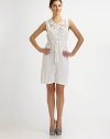 Darling crochet and floral applique lend a feminine touch to this airy cotton shift.Jewel necklineSleevelessButton-down frontDrawstring waistAbout 22 from natural waist60% cotton/40% rayonDry cleanImportedModel shown is 5'10 (177cm) wearing US size Small.