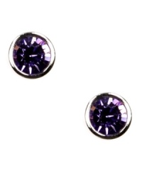 Lavender bliss. The rich, purple hues of Givenchy's bezel-set stud earrings really set your look off right. Crafted in silver tone mixed metal with round-cut glass accents. Approximate diameter: 1/2 inch. Lavender bliss. The rich, purple hues of Givenchy's bezel-set stud earrings really set your look off right. Crafted in silver tone mixed metal with round-cut glass accents. Approximate diameter: 1/2 inch.