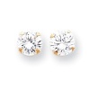 14K Yellow Gold 6mm 1ct CZ Earrings New in Gift Box
