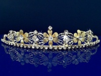 Bridal Wedding Tiara Crown With Gold Flowers 4652G5 Bridal Wedding Tiara Crown With Gold Flowers 4652G5