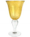 The eye-catching Iris goblet makes a big impact in any setting with a fresh citrine color and tiny bubbles trapped in dishwasher-safe glass. From Artland.