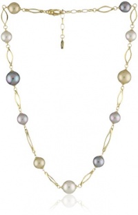 Majorica 10 and 12mm Round Multi Pearls on Sterling Silver Links Necklace Majorica 10 and 12mm Round Multi Pearls on Sterling Silver Links Necklace