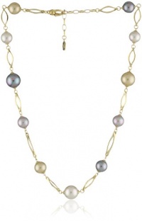 Majorica 10 and 12mm Round Multi Pearls on Sterling Silver Links Necklace