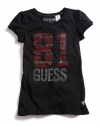 GUESS Kids Girls Guess 81 Tee with Puff Sleeves, BLACK (16)