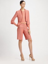 Crisp and comfortable city shorts, rendered in a textural wool/linen blend.Self waistband with belt loopsZip fly with hook-and-bar closureSide slash pocketsBack welt pocketsUnlinedInseam, about 1252% wool/48% linenDry cleanImported of Italian fabricModel shown is 5'11 (180cm) wearing US size 4.OUR FIT MODEL RECOMMENDS ordering true size. Crisp and comfortable city shorts, rendered in a textural wool/linen blend.Self waistband with belt loopsZip fly with hook-and-bar closureSide slash pocketsBack welt pocketsUnlinedInseam, about 1252% wool/48% linenDry cleanImported of Italian fabricModel shown is 5'11 (180cm) wearing US size 4.OUR FIT MODEL RECOMMENDS ordering true size.