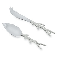 Celebrate the flavors of the ocean whether you're serving smoked salmon or whitefish spread. With nickel plate coral handles, this set is the perfect duo for seafood appetizers. Celebrate the flavors of the ocean whether you're serving smoked salmon or whitefish spread. With nickel plate coral handles, this set is the perfect duo for seafood appetizers.